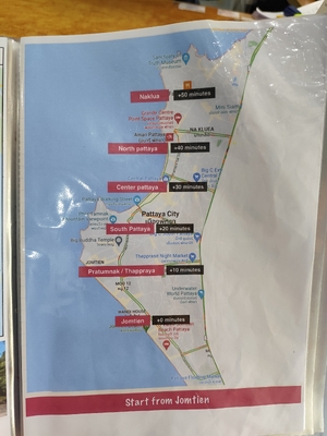 Map departing from Pattaya